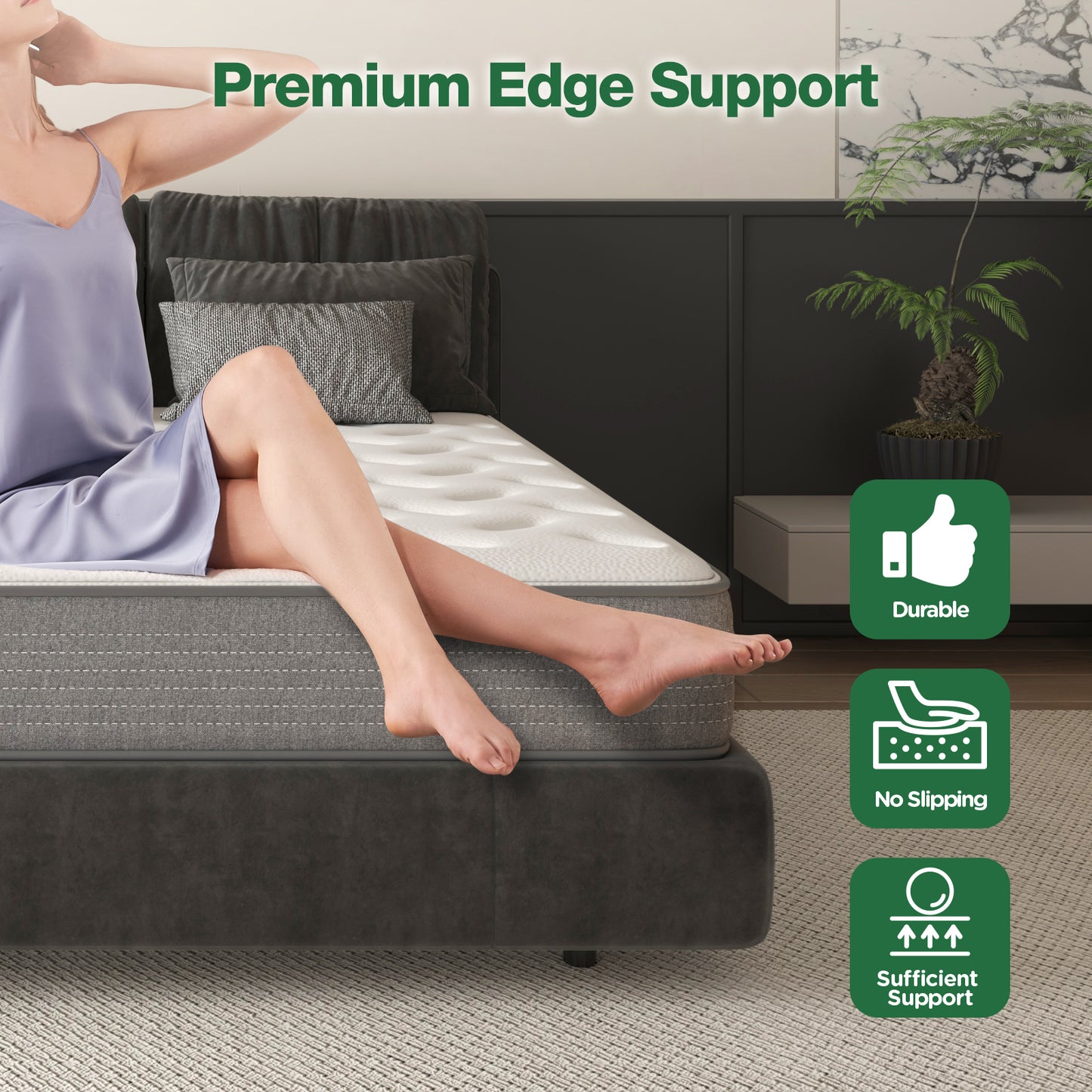 DIGLANT 10 Inch Hybrid Mattress Supportive Memory Foam with Medium Firm Feel, Individual Pocket Springs Hybrid Mattress in a Box, Durable Support & Pressure Relief, CertiPUR-US Certified