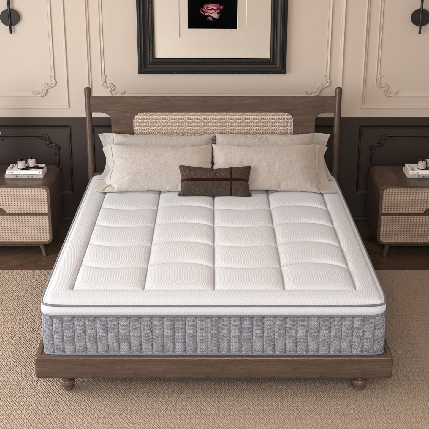 DIGLANT 12 Inch Hybrid Mattress Gel Memory Foam with Individual Pocket Springs, Medium Feel Hybrid Mattress for Back Pain Relief, Balanced Support Mattress in a Box, CertiPUR-US Certified