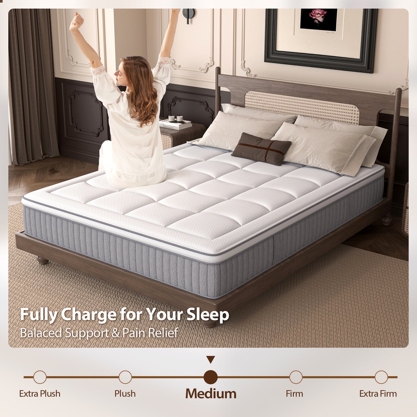 DIGLANT 12 Inch Hybrid Mattress Gel Memory Foam with Individual Pocket Springs, Medium Feel Hybrid Mattress for Back Pain Relief, Balanced Support Mattress in a Box, CertiPUR-US Certified