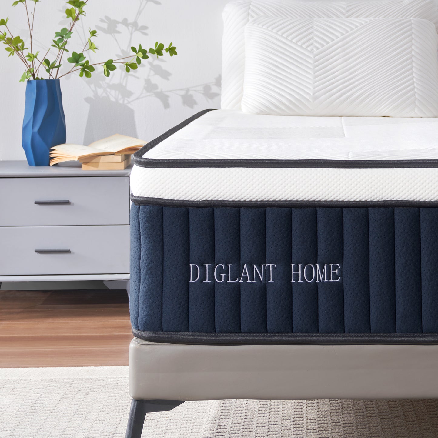 DIGLANT 14 Inch Euro Top Hybrid Memory Foam Mattress with Pocket Springs, Medium Plush Feel Mattress in a Box, Supportive & Pressure Relief, CertiPUR-US Certified