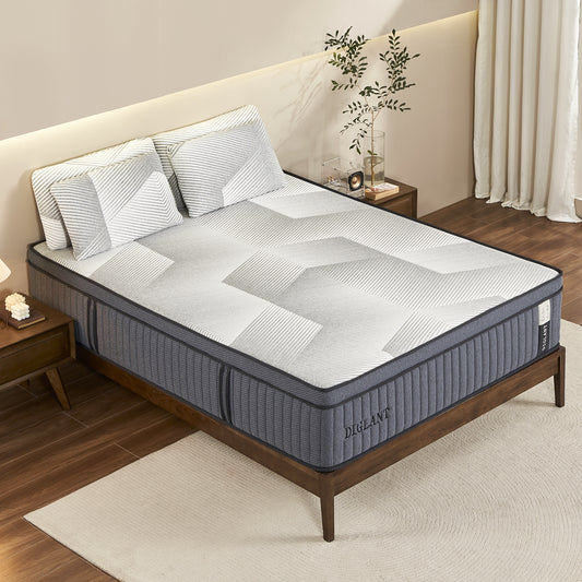 DIGLANT 14Inch Comfort MDI Memory Foam Hybrid Mattress with Individual Pocket Springs for Durable Support & Pressure Relief, Queen Size Mattress Bed in Box, CertiPUR-US Certified