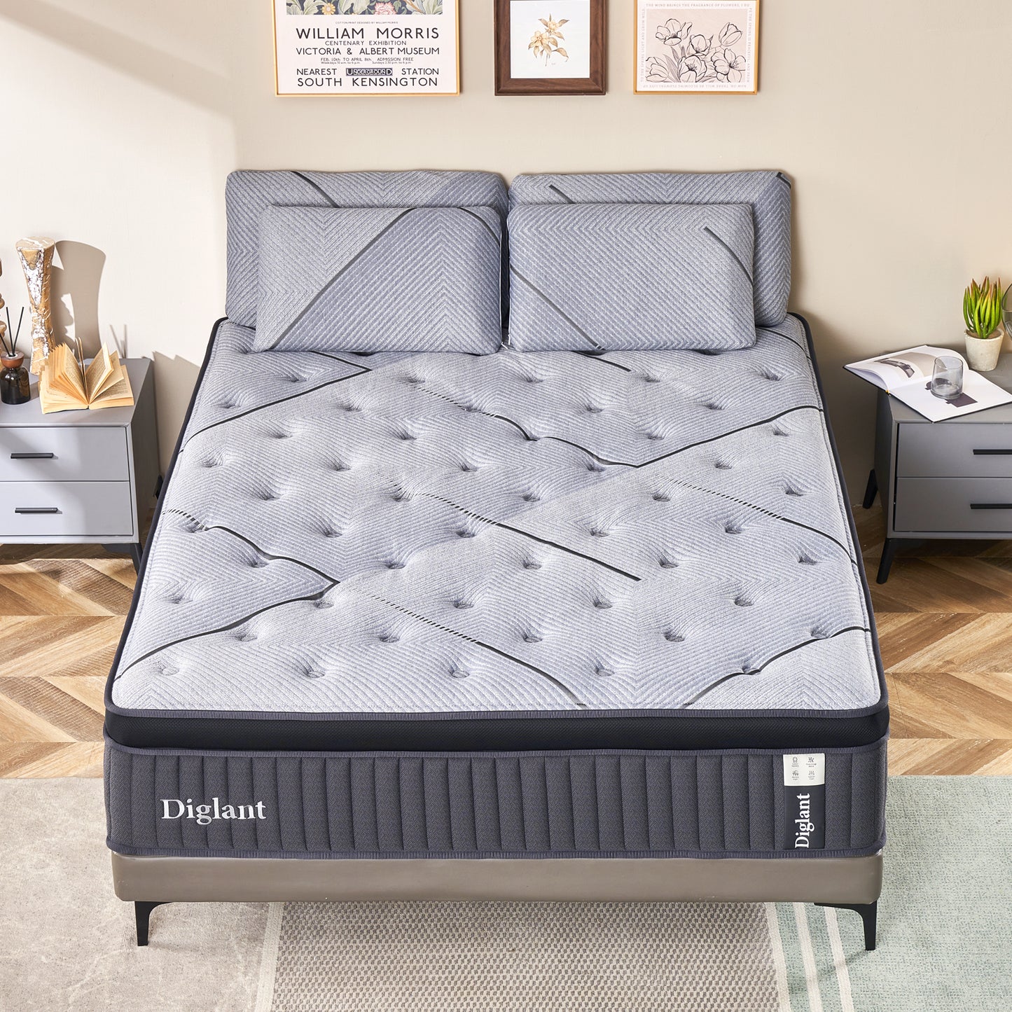 DIGLANT 14Inch Gel Memory Foam & 7-Zone Pocket Spring Twin XL Size Mattress, Medium Plush Hybrid Mattress in Box for Motion Isolation,Cool Sleep, Pressure Relief,