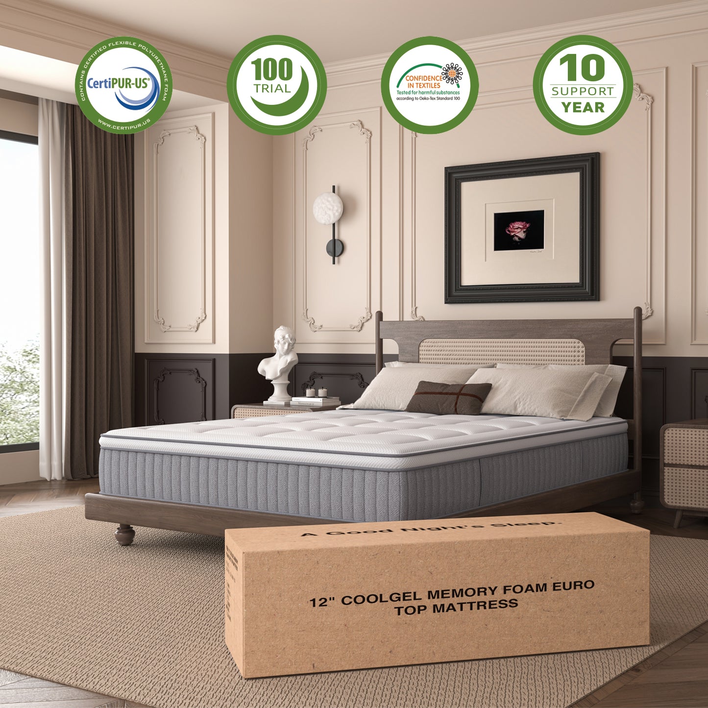 DIGLANT 12 Inch Hybrid Mattress Gel Memory Foam with Individual Pocket Springs, Medium Feel Hybrid Mattress for Back Pain Relief, Balanced Support Mattress in a Box, CertiPUR-US Certified